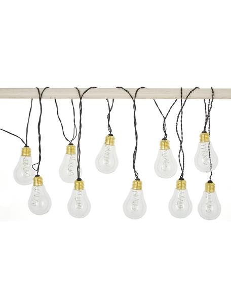 LED-Lichterkette Bulb, 360 cm, 10 Lampions, Lampions: Kunststoff, Leuchtmittel: Transparent, Goldfarben Kabel: Schwarz, L 360 cm
