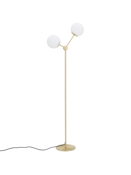 Stehlampe Aurelia aus Opalglas, Lampenfuß: Metall, vermessingt, Messingfarben, Weiß, Ø 25 x H 155 cm