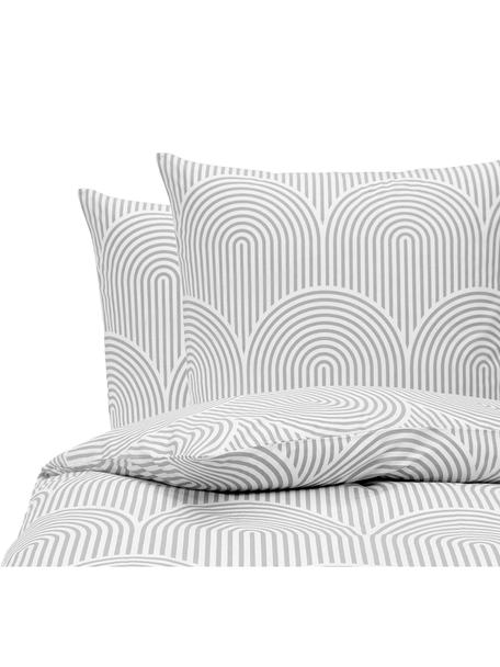 Vzorovaná bavlnená posteľná bielizeň Arcs, Sivá, biela, 135 x 200 cm + 1 vankúš 80 x 80 cm