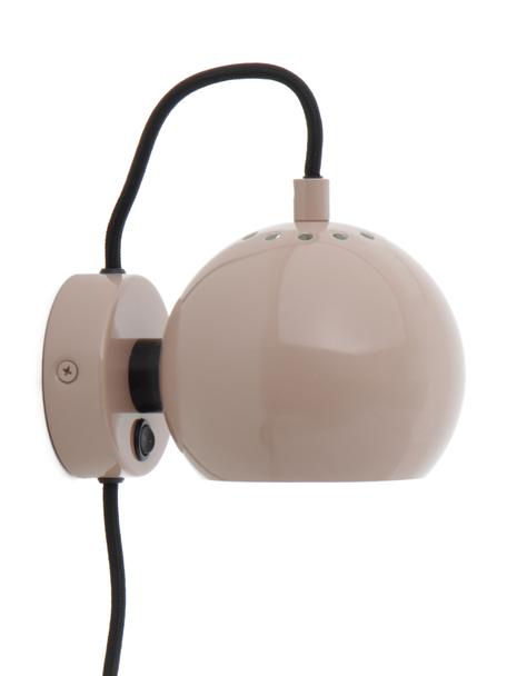 Design bolvormige wandlamp Ball, Lampenkap: gecoat metaal, Beige, B 16 x H 12 cm