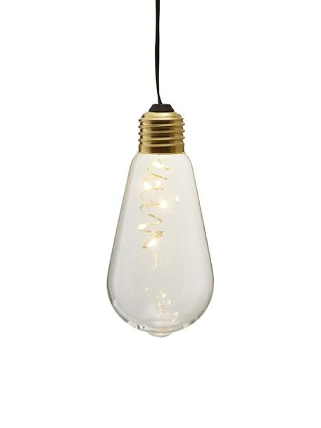 Lámparas decorativas LED Glow, 2 uds., Pantalla: vidrio, Cable: plástico, Latón, transparente, Ø 6 x Al 13 cm