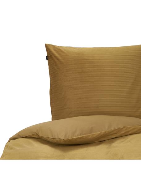 Pościel ze sztruksu Cosy Corduroy, Brunatnożółty, 135 x 200 cm + 1 poduszka 80 x 80 cm