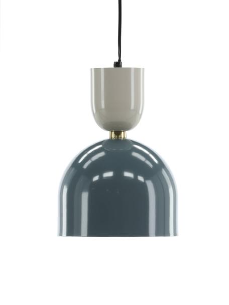 Kleine hanglamp Tim, Lampenkap: gecoat staal, Baldakijn: gecoat staal, Blauwgrijs, beige, Ø 20 x H 120 cm