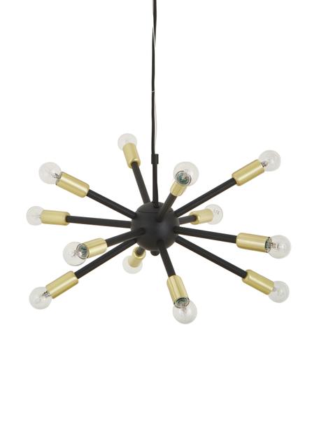 Hanglamp Spike in zwart-goudkleur, Baldakijn: gecoat metaal, Lampenkap: gepoedercoat metaal, Fitting: geborsteld metaal, Zwart, goudkleurig, Ø 50 cm