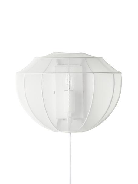 Wandlamp Beau van netstof in wit, Lampenkap: textiel, Baldakijn: gepoedercoat metaal, Wit, B 30 cm x H 22 cm