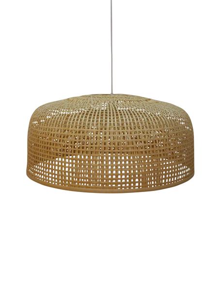 Lampa wisząca z plecionki z drewna bambusowego Construct, Jasny brązowy, Ø 65 x W 30 cm