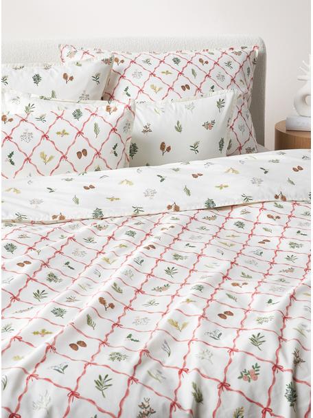 Baumwollperkal-Wendebettdeckenbezug Twigs mit winterlichen Prints, Webart: Baumwollperkal Fadendicht, Weiß, B 200 x L 200 cm