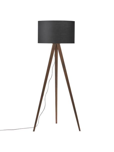 Lampa podłogowa trójnóg z litego drewna w stylu scandi Jake, Czarny, Ø 60 x W 150 cm