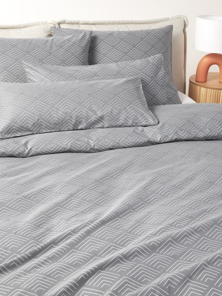 Baumwoll-Bettdeckenbezug Milano mit grafischem Muster, Webart: Renforcé Fadendichte 144 , Dunkelgrau, B 200 x L 200 cm