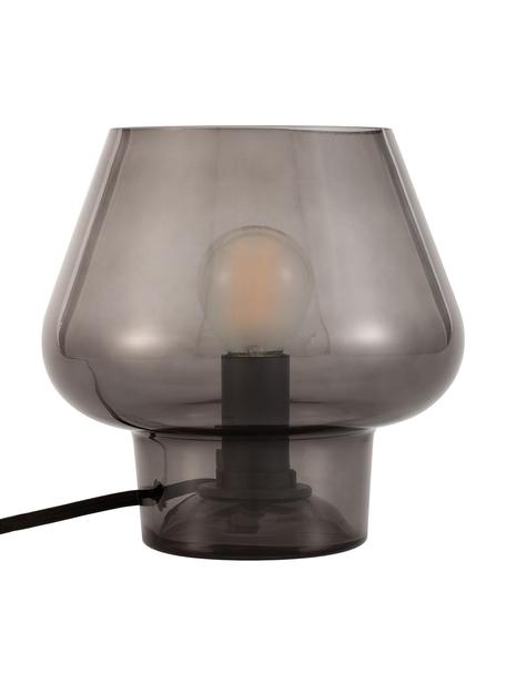 Lámpara de mesa pequeña de vidrio tintado Crystal Gleam, Lámpara: vidrio, Cable: plástico, Gris transparente, Ø 16 x Al 16 cm