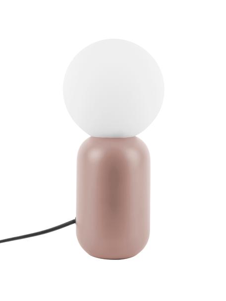 Lámpara de mesa pequeña de vidrio opalino Gala, Pantalla: vidrio opalino, Cable: cubierto en tela, Rosa, blanco, Ø 15 x Al 32 cm