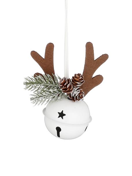 Adornos navideños Reindeer, 2 uds., Hierro recubierto, Blanco, marrón, verde, An 11 x Al 17 cm