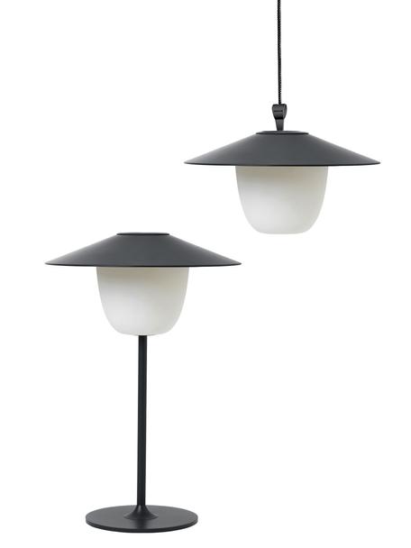 Mobiele dimbare outdoor lamp Ani om op te hangen of te zetten, Lampenkap: aluminium, Lampvoet: gecoat aluminium, Zwart, Ø 22 x H 33 cm
