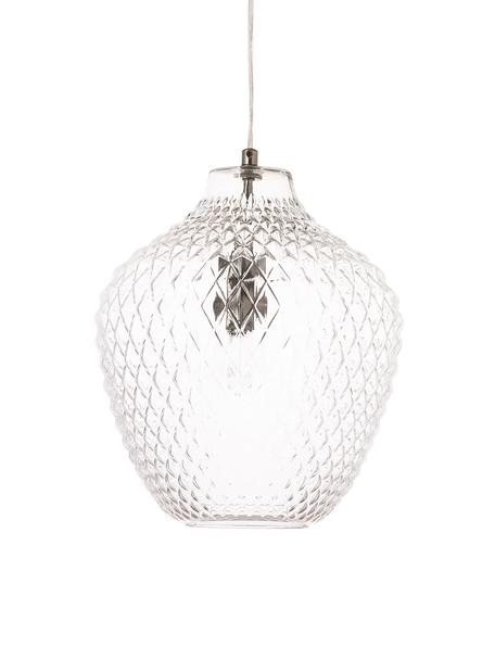 Lampada a sospensione piccola in vetro Lee, Paralume: vetro, Baldacchino: metallo cromato, Trasparente, cromo, Ø 27 x Alt. 33 cm