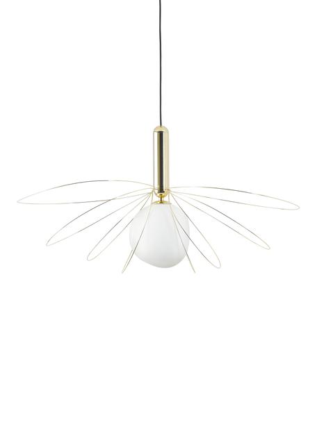 Grote hanglamp Dela, Lampenkap: glas, Wit, goudkleurig, Ø 21 x H 150 cm