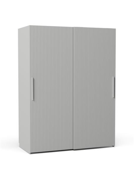 Modularer Schwebetürenschrank Simone, 150 cm Breite, mehrere Varianten, Korpus: Spanplatte, FSC-zertifizi, Holz, Grau, Basic Interior, B 150 x H 200 cm