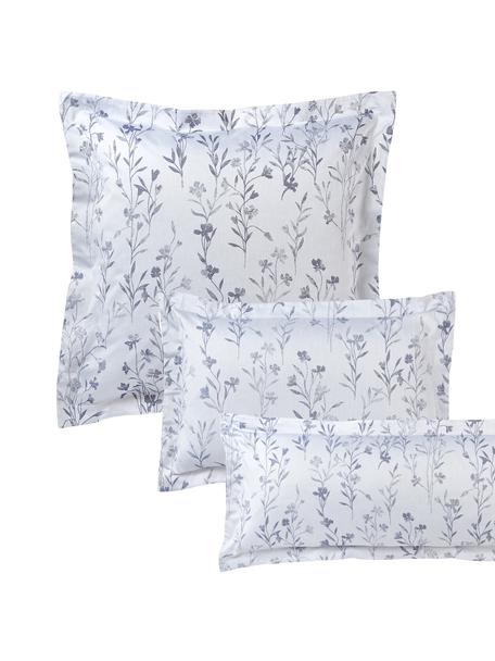 Funda de almohada de jacquard con estampado floral Hurley, Tonos azules, An 45 x L 110 cm