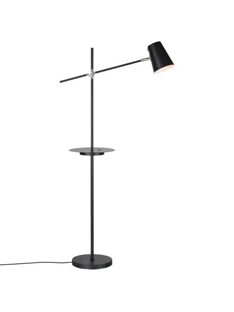 Lampa do czytania z półką i stacją ładującą Linear, Czarny, G 65 x W 144 cm