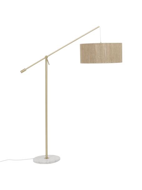 Lámpara de pie grande Lisana, Pantalla: yute, Estructura: metal galvanizado, Cable: cubierto en tela, Beige, Ø 50 x Al 171 cm