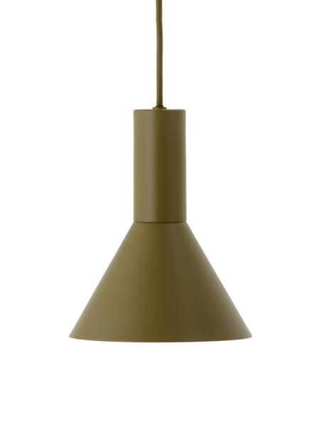 Kleine design hanglamp Lyss, Lampenkap: gecoat metaal, Baldakijn: gecoat metaal, Kaki, Ø 18 x H 23 cm
