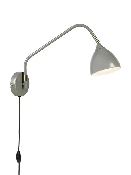 Grote verstelbare wandlamp Valencia met stekker, Lampenkap: gelakt metaal, Diffuser: kunststof, Decoratie: metaal, Grijs, D 40 x H 28 cm