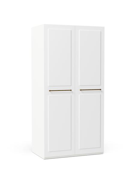 Modulaire draaideurkast Charlotte in wit met 2 deuren, verschillende varianten, Frame: met melamine beklede spaa, Wit, B 100 x H 200 cm, basis interieur