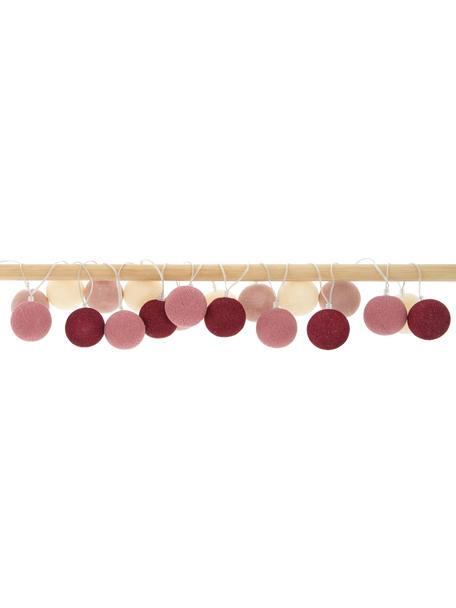 Guirnalda de luces LED Colorain, 378 cm, 20 luces, Linternas: poliéster con certificado, Cable: plástico con certificado , Blanco crema, rosa, rojo, L 378 cm