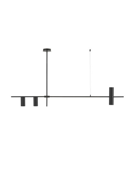 Grote moderne hanglamp Cassandra in zwart, Lampenkap: gepoedercoat metaal, Baldakijn: gepoedercoat metaal, Mat zwart, 143 x 73 cm