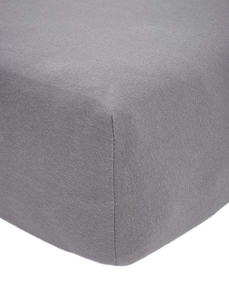 Topper-Spannbettlaken Lara, Jersey-Elasthan, 95% Baumwolle, 5% Elasthan, Dunkelgrau, B 95 x L 200 cm, H 15 cm