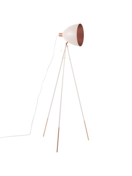 Tripod leeslamp Chester met koperen decoratie, Lampenkap: gelakt staal, Lampvoet: gelakt staal, Roze, Ø 60 x H 150 cm