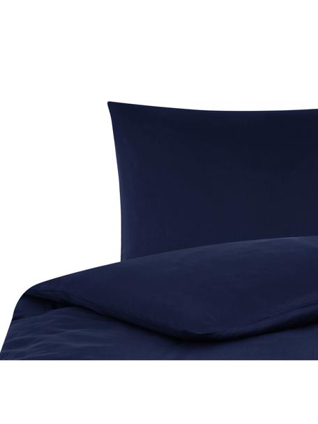 Pościel z satyny bawełnianej Comfort, Ciemny niebieski, 135 x 200 cm + 1 poduszka 80 x 80 cm