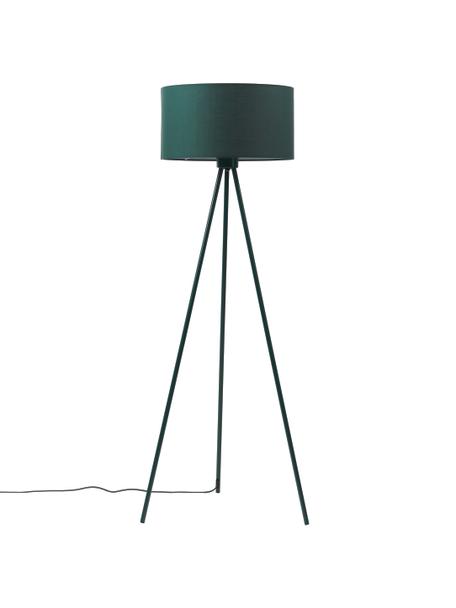 Stojacia tripod lampa s textilným tienidlom Cella, Zelená, Ø 48 x V 158 cm