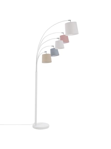Grosse Verstellbare Bogenlampe Foggy, Lampenschirm: Polyester, Baumwolle, Weiss, Grau, Rosa, B 80 x H 200 cm