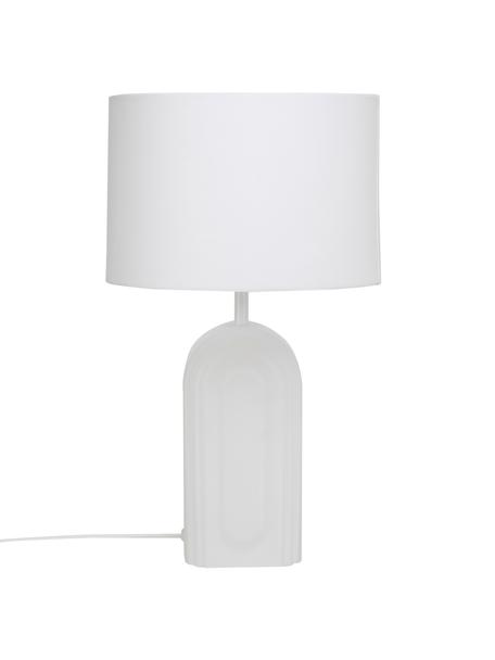 Tafellamp Bela met glazen voet, Lampenkap: katoen, Lampvoet: glas, Wit, Ø 30 x H 50 cm