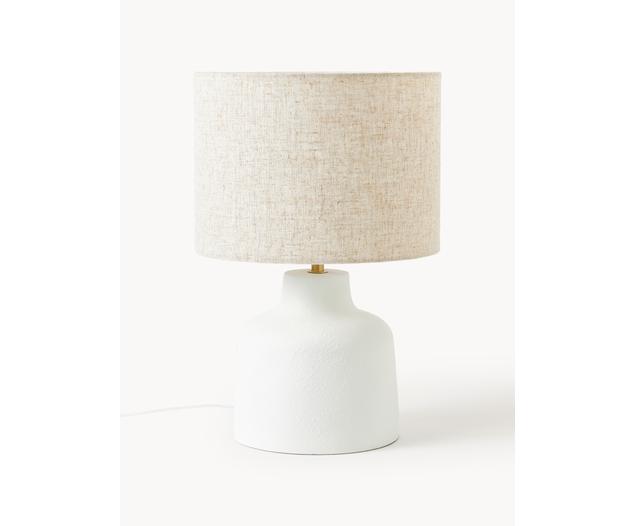 Lampe à poser avec socle en béton Ike, Blanc crème, beige, Ø 30 x haut. 45 cm