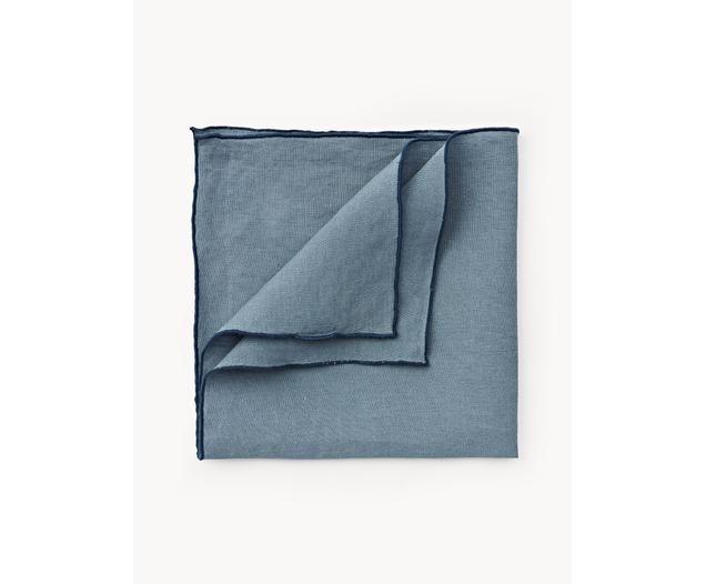 Kennedy Linen Napkins with Chaining, 4 Pieces, 100% Washed Linen
Linen is a natural fibre that is characterised by breathability, durability and softness.
The material used in this product has been tested for harmful substances and certified according to STANDARD 100 by OEKO-TEX®, 6760CIT, CITEVE., Grey blue, W 45 x L 45 cm