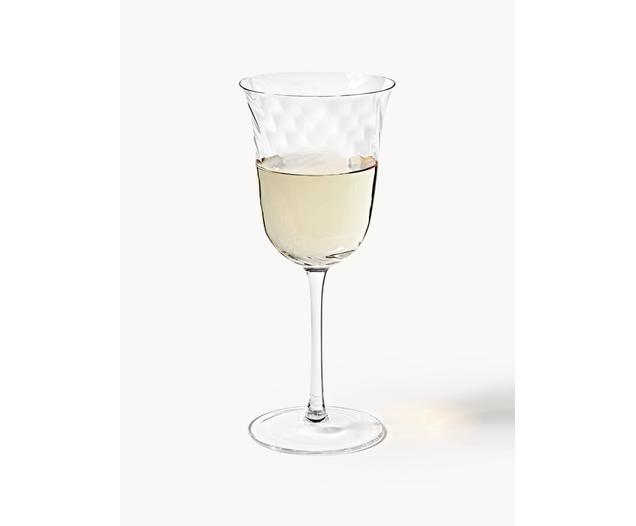 Joeyan Lot De 4 Verres à Vin Rouge Et Blanc Soufflés à La Main, Verres à Pied Avec Motif Rayures