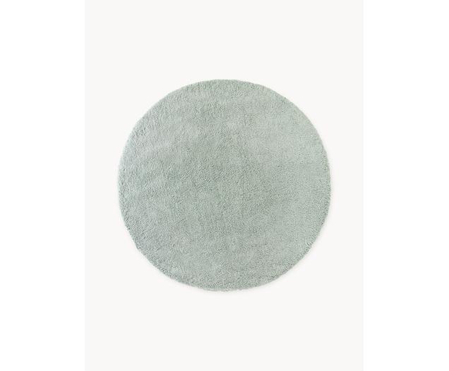 Pluizig rond hoogpolig vloerkleed Leighton in mintgroen, Bovenzijde: microvezels (100% polyest, Onderzijde: 100% polyester, Mintgroen, Ø 200 cm (maat L)
