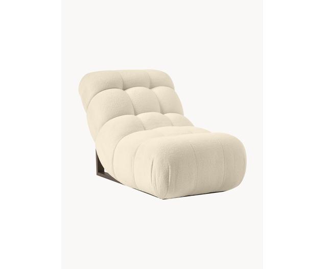 Teddy-Loungesessel Stanley, Bezug: 100 % Polyester Der hochw, Gestell: Massives Eschenholz, Schi, Teddy Off White, B 74 x T 122 cm