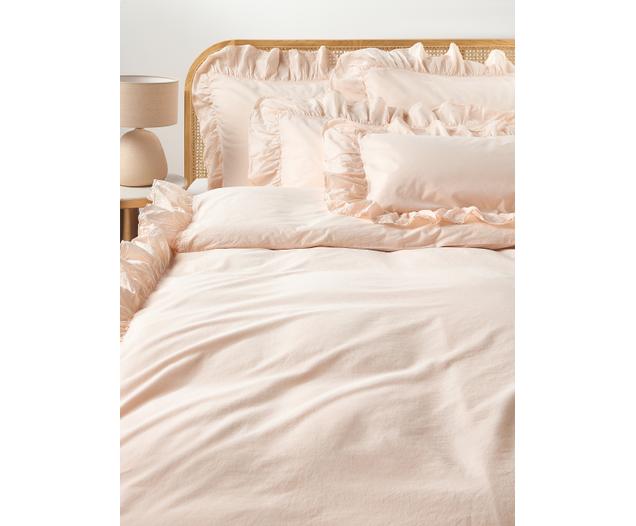 Baumwoll-Bettdeckenbezug Louane mit Rüschen