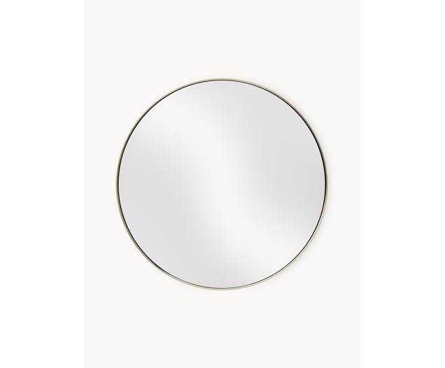 Round wall mirror Lacie, frame: metal, coated, back: medium-density wood fibre plate, gold-coloured, Ø 40 cm
