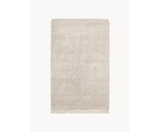 Flauschiger Hochflor-Teppich Dreamy mit Fransen, 100 % Polyester, Beige, B 300 x L 400 cm (Größe XL)