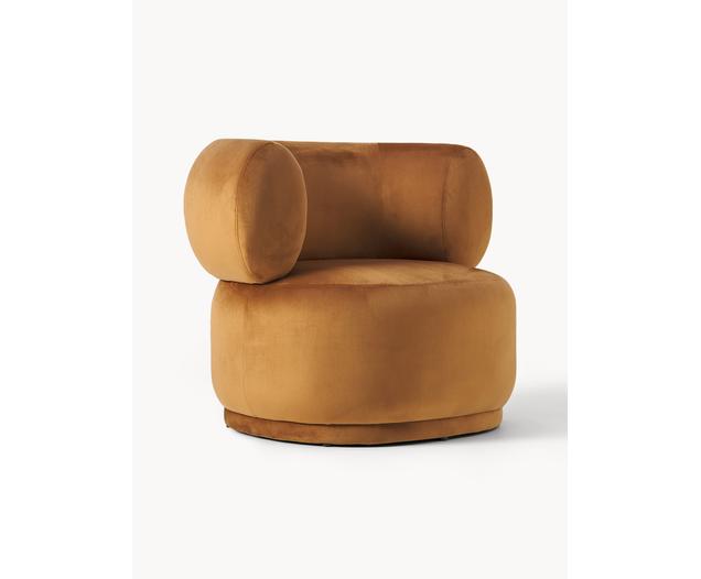 Fauteuil en velours Cori, Velours caramel, larg. 100 x haut. 84 cm