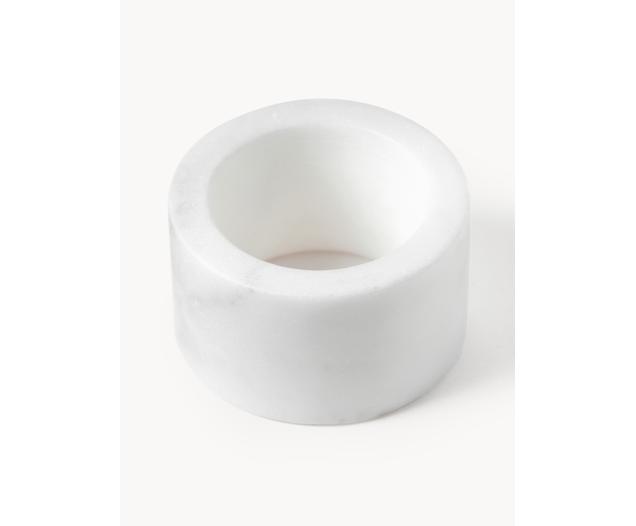Marble napkin rings Agata, 4 pieces, marble, white, marbled, Ø 6 x H 3 cm