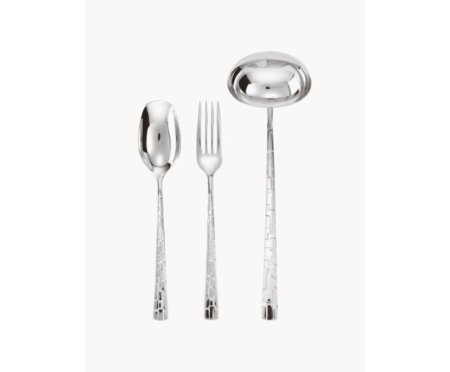 Set de couverts de service en acier inoxydable poli brillant Sculpt, 3