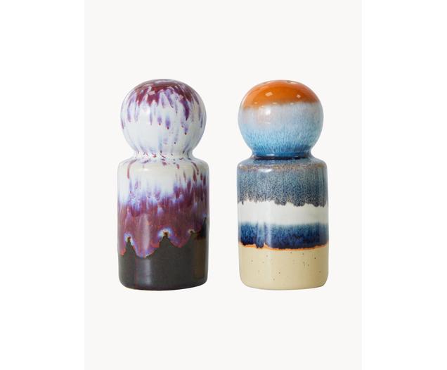 Salière et poivrière peintes à la main avec émail réactif 70s Ceramic, 2 élém. | Westwing