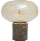 Podstawa lampy: brązowy marmur  Klosz: odcienie bursztynowego, transparentny