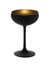 Kristall-Champagnerschalen Elements in Schwarz/Gold, 6er-Set, Kristallglas, beschichtet, Schwarz, Messingfarben, Ø 10 x H 15 cm