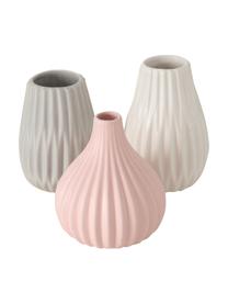 Petit vase Wilma, 3 élém., Grès cérame, Gris, blanc, rose, Lot de différentes tailles