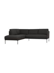 Sofá rinconera Fluente, Tapizado: 100% poliéster Alta resis, Estructura: madera de pino maciza, Patas: metal con pintura en polv, Tejido gris oscuro, An 221 x F 200 cm, chaise longue izquierda